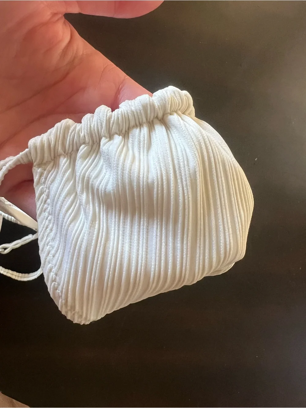 Frankie's Bikinis Cream Ribbed Halter Triangle Top